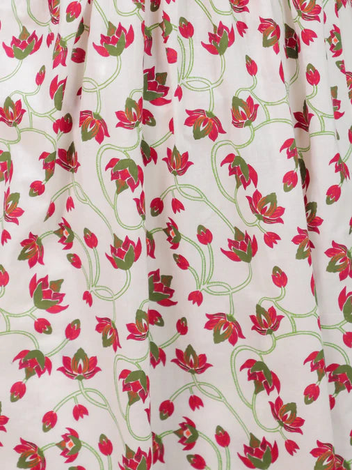 Soft Cotton Floral Flared Off White Kurta Set
